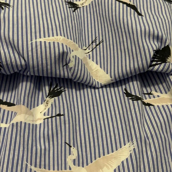 Who What Wear blue & white striped pleated midnskirt SZ 16 A-line w/crane bird - Picture 8 of 11